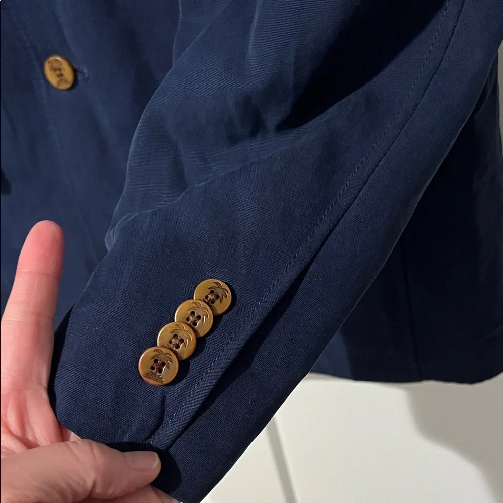 Tommy Bahama Silk and Linen Navy Sport Coat Blazer - Classic Two-Button Sz L